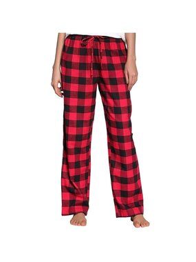 Women's 100% Cotton Super Soft Flannel Red Plaid Pajama/Lounge Pants Large